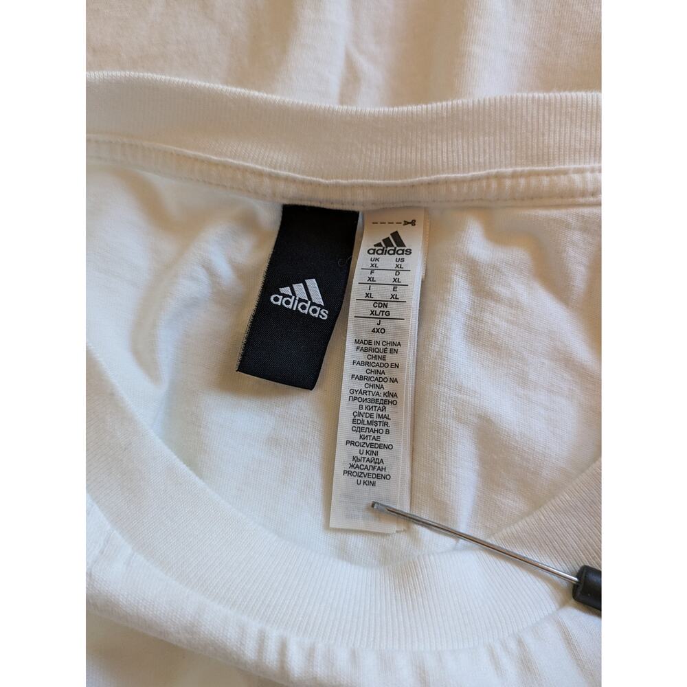 Adidas Mens XL T-Shirt White ID Jacquard Chevron Athletic Performance Top Soccer - Picture 9 of 9